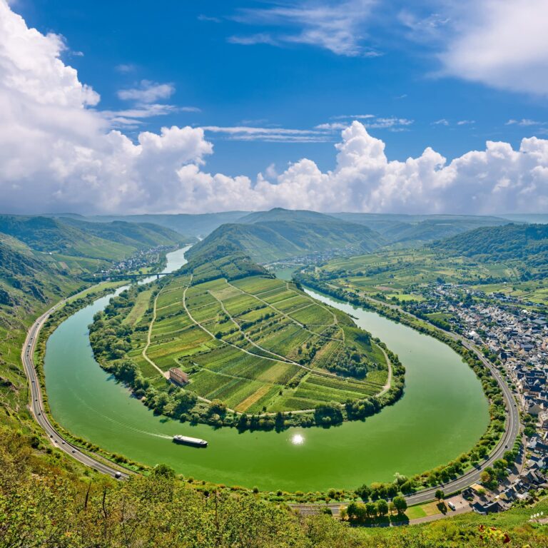 Moselle River bend near Bremm town, Germany